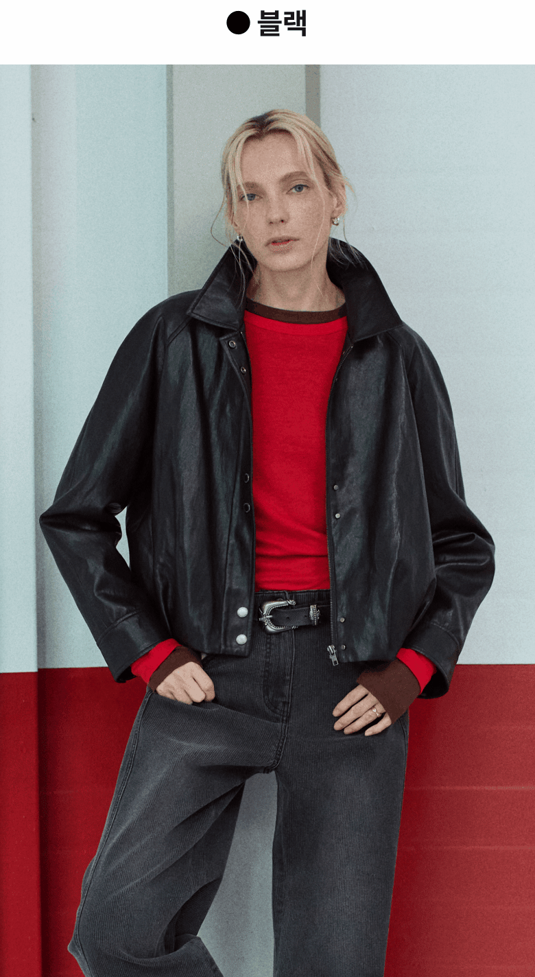 26FW FAUX 레더 블루종 자켓